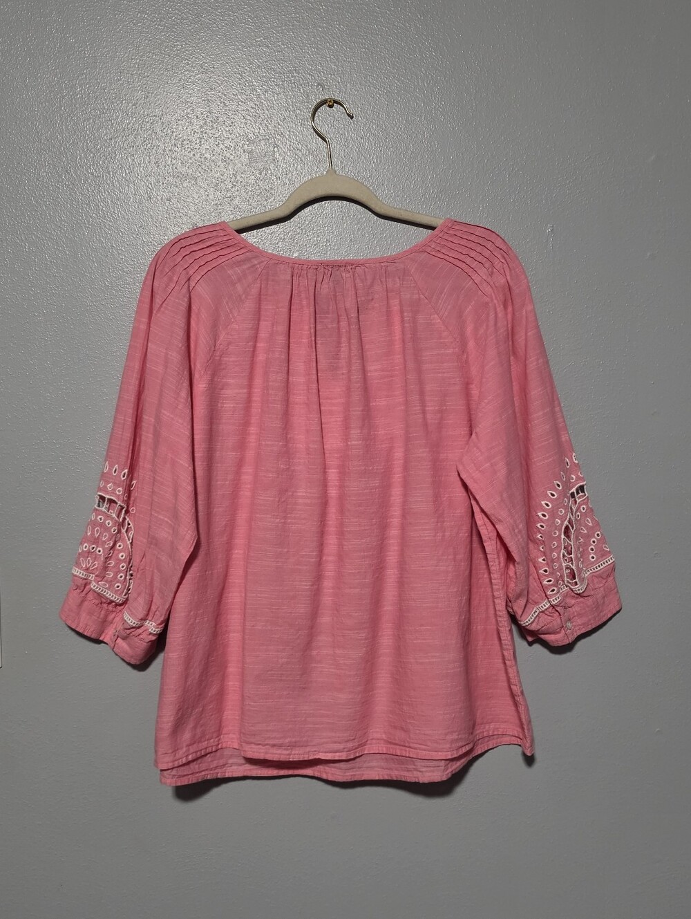TALBOTS Embroidered Peasant Blouse Womens Plus Petite Size 2XP Pink Boho Coast - Picture 7 of 8
